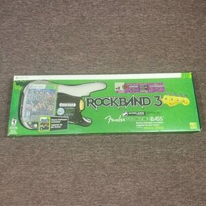 RARE Xbox 360 Rock Band 3 Wireless Fender Precision Bass White NEW OPEN BOX